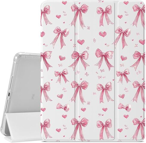 JOYLAND Light Blue Bow Pattern Case for iPad Air 6th Generation 11" M2 2024/iPad Air 5th 2022/4th 2020 Generation 10.9", Pencil Holder & Clear Transparent Back & Trifold Smart Pad White Cover in Saudi Arabia