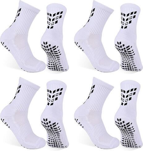 مكافحة الانزلاق قبضة كرة القدم الجوارب الرياضية الجوارب الرجال نساء وسادة طاقم القطن الجوارب اليوغا 6-8.5 2 white+2 whitebeige m 4 زوج in Kuwait