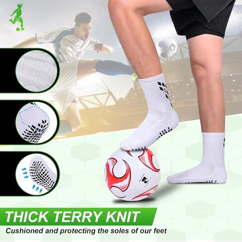 مكافحة الانزلاق قبضة كرة القدم الجوارب الرياضية الجوارب الرجال نساء وسادة طاقم القطن الجوارب اليوغا 6-8.5 2 white+2 whitebeige m 4 زوج in Kuwait
