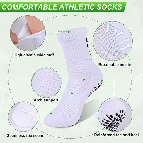 مكافحة الانزلاق قبضة كرة القدم الجوارب الرياضية الجوارب الرجال نساء وسادة طاقم القطن الجوارب اليوغا 6-8.5 2 white+2 whitebeige m 4 زوج in Kuwait