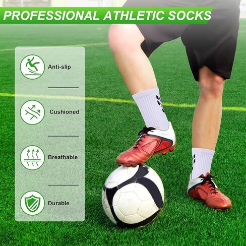 مكافحة الانزلاق قبضة كرة القدم الجوارب الرياضية الجوارب الرجال نساء وسادة طاقم القطن الجوارب اليوغا 6-8.5 2 white+2 whitebeige m 4 زوج in Kuwait
