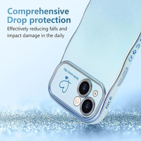 Lchulle for iPhone 14 Plus Case for Women Girls ، Frame Wave Frame لطيف مع Love Heart Coffer Coffer Cover Cover Cover Luxury Plating Plantbroof Phone for iPhone 14 Plus ، Dark Purple in Kuwait