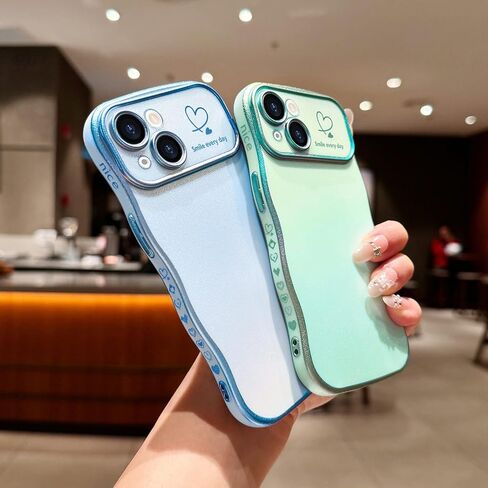 Lchulle for iPhone 14 Plus Case for Women Girls ، Frame Wave Frame لطيف مع Love Heart Coffer Coffer Cover Cover Cover Luxury Plating Plantbroof Phone for iPhone 14 Plus ، Dark Purple in Kuwait