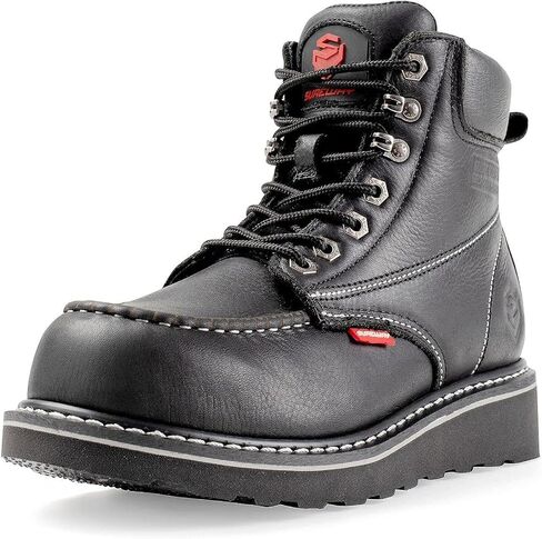SUREWAY Mens Heavy Duty Soft/Composite/Steel Toe Work Boots for Men-Comfortable,Goodyear Welt,Full Grain Leather,6 in Wedge Moc Toe Construction Boots/Shoes,Waterproof Soft Toe Light Brown,Size 10 in Kuwait