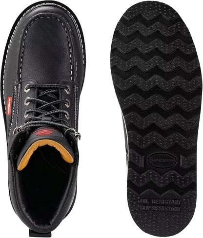 أحذية SUREWAY للرجال شديدة التحمل ناعمة / مركبة / فولاذية عند أصابع القدم للرجال - مريحة، Goodyear Welt، جلد محبب بالكامل، أحذية / أحذية بناء بمقدمة 6 بوصات، مقاومة للماء عند أصابع القدم الناعمة باللون البني الفاتح، مقاس 10 in Kuwait