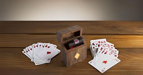 Birthday Gift Ideas Handcrafted Classic Wooden Playing Card Holder Deck Box Storage Case Organizer With Premium Quality 'Ace' Playing Cards Anniversary Housewarming Gift Ideas For Men & Women (Club) in Saudi Arabia