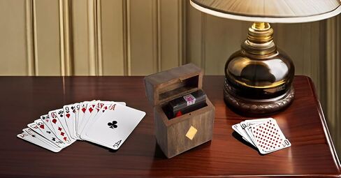 Birthday Gift Ideas Handcrafted Classic Wooden Playing Card Holder Deck Box Storage Case Organizer With Premium Quality 'Ace' Playing Cards Anniversary Housewarming Gift Ideas For Men & Women (Club) in Saudi Arabia