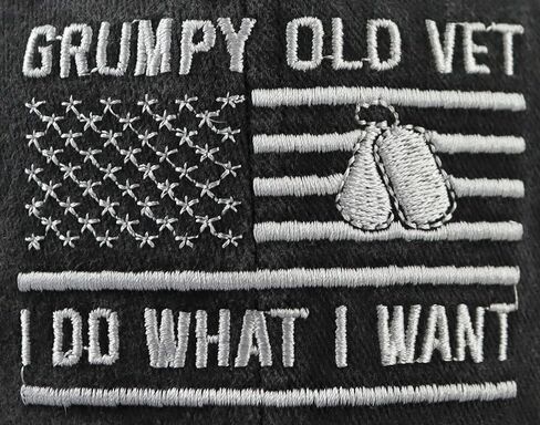 Grumpy Old Vet I Do What I Want Hats for Men, Adjustable Cotton Embroidery American Flag Veteran Baseball Cap in Kuwait