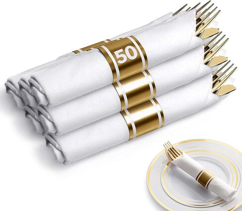 100 Pack Pre Rolled Silver Plastic Cutlery Set, Individually Wrapped Plastic Silverware Set with 100 Forks, 100 Knives, 100 Spoons, 100 Napkins, Disposable Utensils for Party and Wedding in Kuwait
