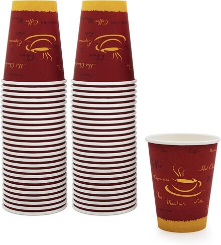 PAMI 8oz Hot Coffee Paper Cups, [Pack of 50]-Disposable, Take-Away For Hot Drinks- Single-Use Paper Glasses For Espresso, Hot Chocolate, Tea- Cute To-Go Hot Beverage Drinking Cups in Kuwait