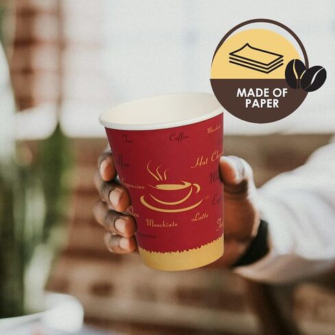PAMI 8oz Hot Coffee Paper Cups, [Pack of 50]-Disposable, Take-Away For Hot Drinks- Single-Use Paper Glasses For Espresso, Hot Chocolate, Tea- Cute To-Go Hot Beverage Drinking Cups in Kuwait