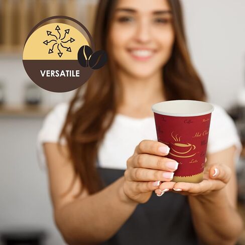 PAMI 8oz Hot Coffee Paper Cups, [Pack of 50]-Disposable, Take-Away For Hot Drinks- Single-Use Paper Glasses For Espresso, Hot Chocolate, Tea- Cute To-Go Hot Beverage Drinking Cups in Kuwait