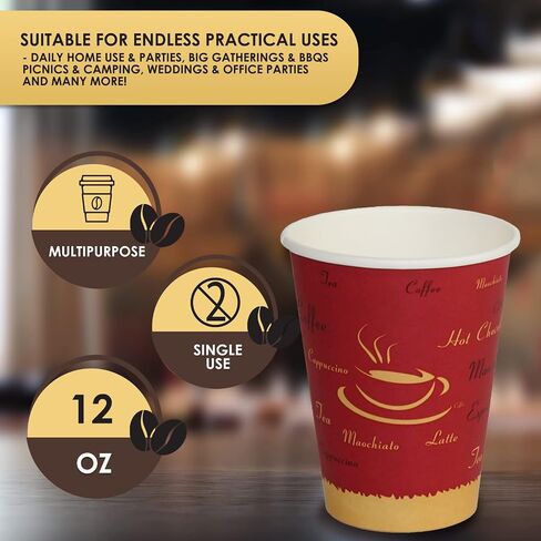 PAMI 8oz Hot Coffee Paper Cups, [Pack of 50]-Disposable, Take-Away For Hot Drinks- Single-Use Paper Glasses For Espresso, Hot Chocolate, Tea- Cute To-Go Hot Beverage Drinking Cups in Kuwait