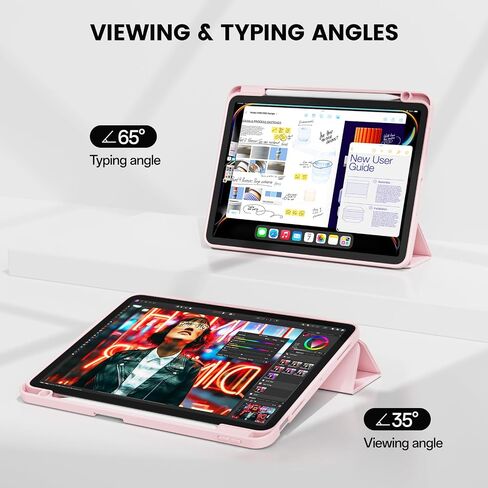 Case for iPad Air 11 Inch 7th Generation M3 2025/ 6th Generation M2 2024, for iPad Air 5th/4th Generation 10.9 Inch 2022/2020 with Pencil Holder, Slim Case Support Auto Sleep/Wake, Pink in Kuwait