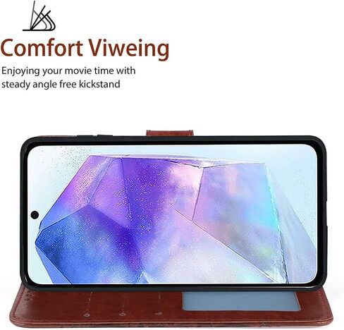 Case for Galaxy A55, Samsung A55 SM-A556U Wallet Case with Tempered Glass Screen Protector, Mandala Leather Flip Credit Card Holder Stand Phone Cover Cases for Samsung Galaxy A55 5G Purple in Kuwait