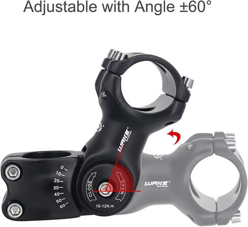 Wake Bike stem 25.4 31.8 0-60 Degree 90mm 110mm 130mm，Bike Adjustable stem for Mountain Bike, Road Bike, MTB, BMX, Cycling in Kuwait