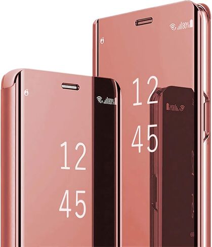 Compatible with Samsung Galaxy S25 Ultra Case Flip Leather Cover Clear S-View Mirror Shockproof Cover with Kickstand Anti-Scratch Protective Phone Cases Cover for Samsung S25 Ultra 5G (Rose Gold) in Kuwait