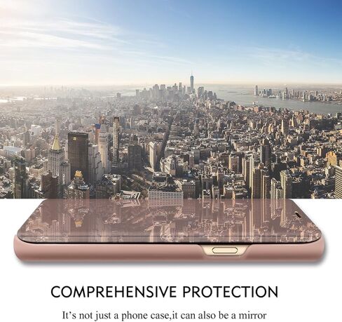 Compatible with Samsung Galaxy S25 Ultra Case Flip Leather Cover Clear S-View Mirror Shockproof Cover with Kickstand Anti-Scratch Protective Phone Cases Cover for Samsung S25 Ultra 5G (Rose Gold) in Kuwait