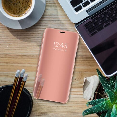 Compatible with Samsung Galaxy S25 Ultra Case Flip Leather Cover Clear S-View Mirror Shockproof Cover with Kickstand Anti-Scratch Protective Phone Cases Cover for Samsung S25 Ultra 5G (Rose Gold) in Kuwait