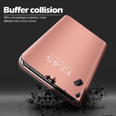Compatible with Samsung Galaxy S25 Ultra Case Flip Leather Cover Clear S-View Mirror Shockproof Cover with Kickstand Anti-Scratch Protective Phone Cases Cover for Samsung S25 Ultra 5G (Rose Gold) in Kuwait