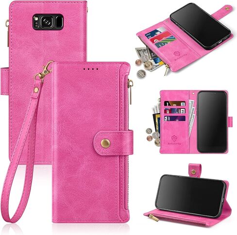 Attsturdy لـ Samsung Galaxy S8 Wallet Case with Card Holder Women Men ، Galaxy S8 Phone Case Rfid Flocking Pu Leather Flip Cover Cover Cover Slots Slots Slots Slots ، Sky Blue in Saudi Arabia
