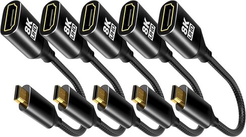 8K Micro HDMI to HDMI Adapter 2Pack, Male to Female HDMI 2.1, 8K@60Hz, 4K@120Hz HDR 3D Dolby 48Gbps High Speed, Compatible With Projector, Tablet, Graphics Card,Camcorder, Support Reverse Transmission in Kuwait