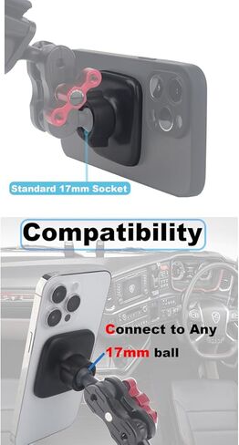 Magnetic Phone Mount Base for MagSafe and 17mm (0.67") Ball Mounts, Phone Car Mount Accessory [Upgrated Stronger Magnets] in Kuwait