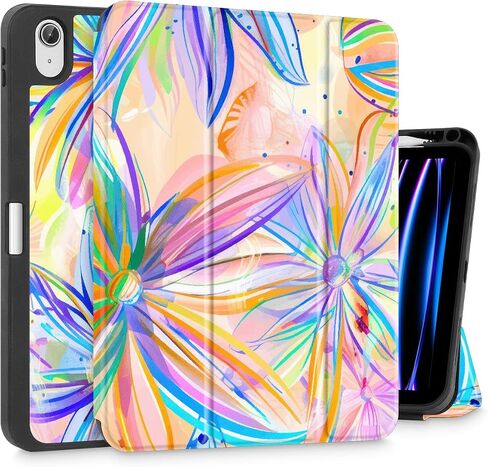 Mektron Case for 2025 iPad 11 inch A16 11th Gen Fit iPad 10th Generation 10.9 inch 2022, Tablet Cover with Trifold Stand + Pencil Holder + Auto Wake/Sleep + TPU Back Cover, Watercolor FlowerC328 in Saudi Arabia