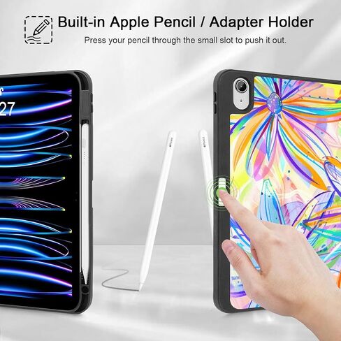 Mektron Case for 2025 iPad 11 inch A16 11th Gen Fit iPad 10th Generation 10.9 inch 2022, Tablet Cover with Trifold Stand + Pencil Holder + Auto Wake/Sleep + TPU Back Cover, Watercolor FlowerC328 in Saudi Arabia