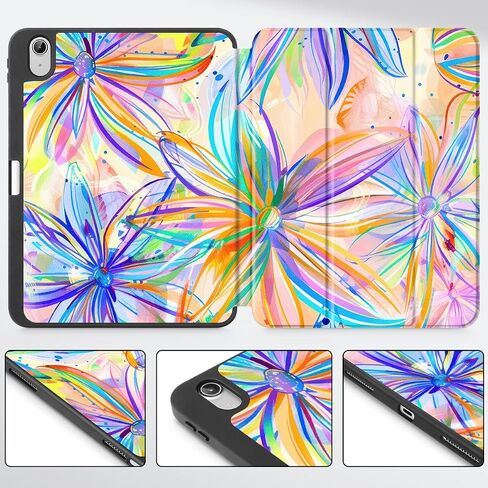 Mektron Case for 2025 iPad 11 inch A16 11th Gen Fit iPad 10th Generation 10.9 inch 2022, Tablet Cover with Trifold Stand + Pencil Holder + Auto Wake/Sleep + TPU Back Cover, Watercolor FlowerC328 in Saudi Arabia