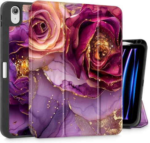 Mektron Case for 2025 iPad 11 inch A16 11th Gen Fit iPad 10th Generation 10.9 inch 2022, Tablet Cover with Trifold Stand + Pencil Holder + Auto Wake/Sleep + TPU Back Cover, Watercolor FlowerC328 in Kuwait