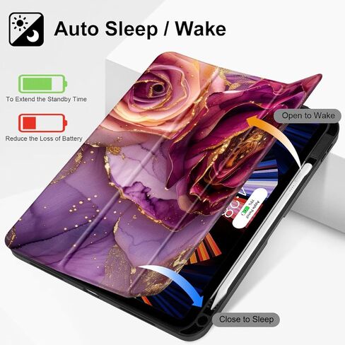 Mektron Case for 2025 iPad 11 inch A16 11th Gen Fit iPad 10th Generation 10.9 inch 2022, Tablet Cover with Trifold Stand + Pencil Holder + Auto Wake/Sleep + TPU Back Cover, Watercolor FlowerC328 in Kuwait