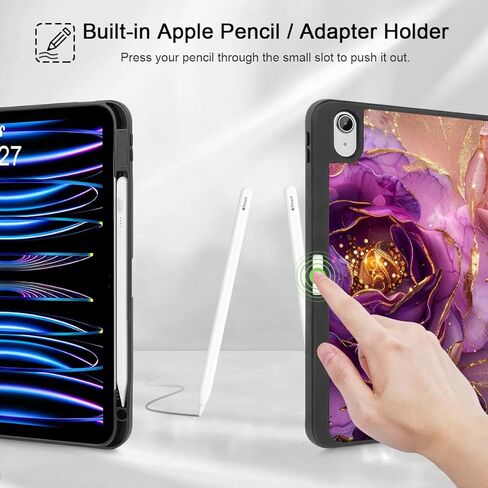 Mektron Case for 2025 iPad 11 inch A16 11th Gen Fit iPad 10th Generation 10.9 inch 2022, Tablet Cover with Trifold Stand + Pencil Holder + Auto Wake/Sleep + TPU Back Cover, Watercolor FlowerC328 in Kuwait