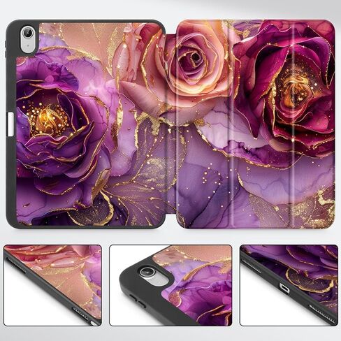 Mektron Case for 2025 iPad 11 inch A16 11th Gen Fit iPad 10th Generation 10.9 inch 2022, Tablet Cover with Trifold Stand + Pencil Holder + Auto Wake/Sleep + TPU Back Cover, Watercolor FlowerC328 in Kuwait