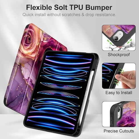 Mektron Case for 2025 iPad 11 inch A16 11th Gen Fit iPad 10th Generation 10.9 inch 2022, Tablet Cover with Trifold Stand + Pencil Holder + Auto Wake/Sleep + TPU Back Cover, Watercolor FlowerC328 in Kuwait