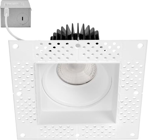 Maxxima 2" Trimless Ultra-Thin Recessed Anti-Glare LED Downlight Canless IC Rated 600 Lumens 5 Color Temperature Selectable 2700K/3000K/3500K/4000K/5000K Dimmable 90 CRI 5 CCT Square Slim J-Box Incl. in Kuwait