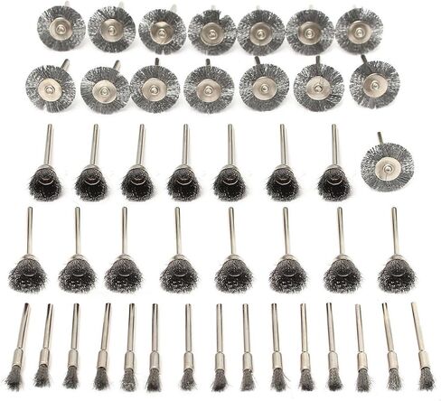 Rocaris 72 Pack Wire Wheel Brushes Set, Brass and Steel Wire Brush Set 1/8" Shank for Rotary Tools Accessories Polish Clean Tools in Kuwait
