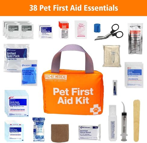 Pac-Kit Pet First Aid Kit for Dogs, Cats, and Other Animals in Soft-Sided Organized Zipper Case, 48 Pieces in Kuwait