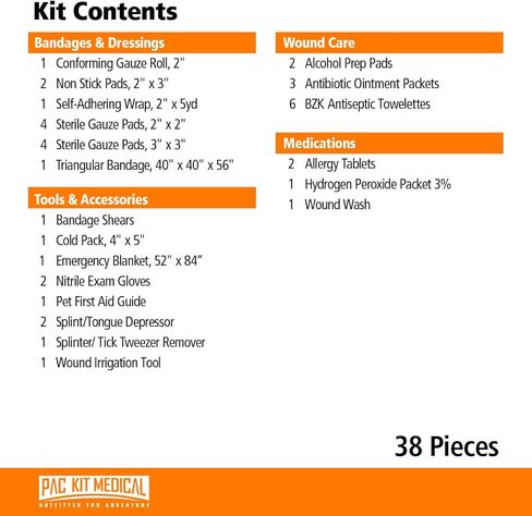 Pac-Kit Pet First Aid Kit for Dogs, Cats, and Other Animals in Soft-Sided Organized Zipper Case, 48 Pieces in Kuwait