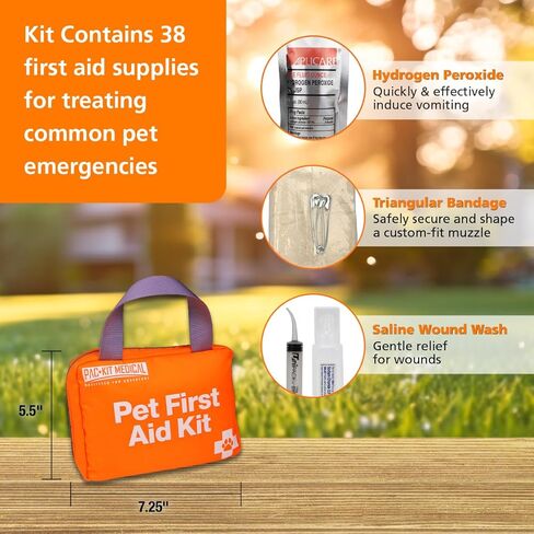 Pac-Kit Pet First Aid Kit for Dogs, Cats, and Other Animals in Soft-Sided Organized Zipper Case, 48 Pieces in Kuwait