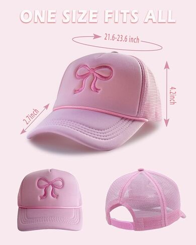 قبعة سائق الشاحنة المطرزة على شكل فيونكة للسيدات، قبعة بيسبول شبكية عصرية قابلة للتعديل، قبعة صيفية بحبل للفتيات in Kuwait