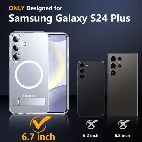 SPIDERCASE Magnetic for Samsung Galaxy S24 Plus Case,[3 Stand Ways][ Military Grade Drop Protection] with Invisible Stand Shockproof Cell Phone Holsters,Clear in Kuwait