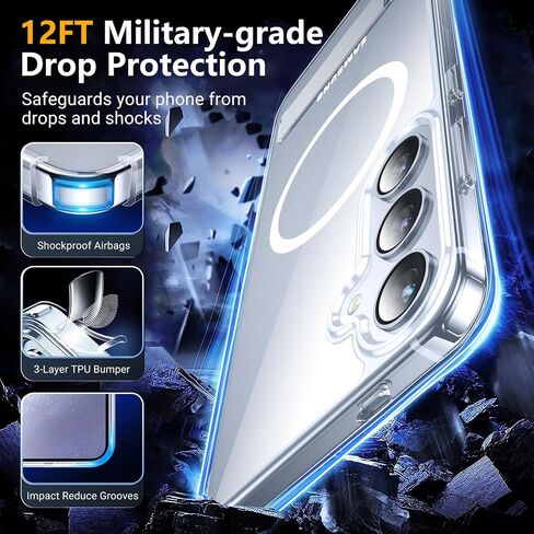 SPIDERCASE Magnetic for Samsung Galaxy S24 Plus Case,[3 Stand Ways][ Military Grade Drop Protection] with Invisible Stand Shockproof Cell Phone Holsters,Clear in Kuwait