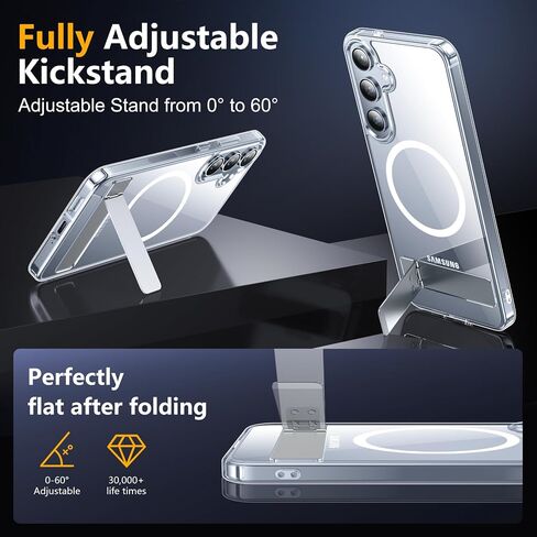 SPIDERCASE Magnetic for Samsung Galaxy S24 Plus Case,[3 Stand Ways][ Military Grade Drop Protection] with Invisible Stand Shockproof Cell Phone Holsters,Clear in Kuwait
