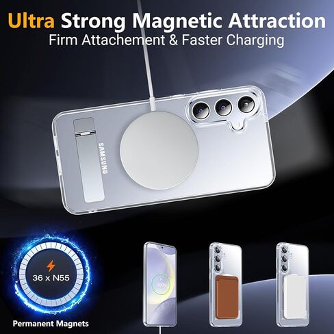 SPIDERCASE Magnetic for Samsung Galaxy S24 Plus Case,[3 Stand Ways][ Military Grade Drop Protection] with Invisible Stand Shockproof Cell Phone Holsters,Clear in Kuwait