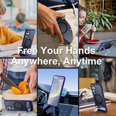 SPIDERCASE Magnetic for Samsung Galaxy S24 Plus Case,[3 Stand Ways][ Military Grade Drop Protection] with Invisible Stand Shockproof Cell Phone Holsters,Clear in Kuwait