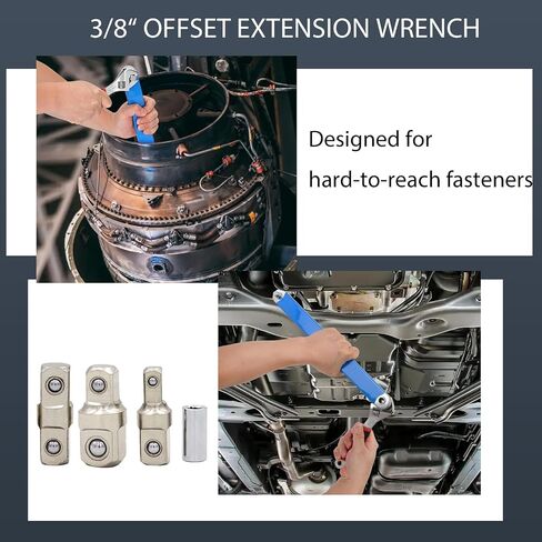 Offset Extension Wrench, Versatile 1/4" and 3/8" - with1/2 Square Drive Adapters (BLUE) in Kuwait