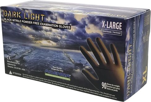 Adenna DLG679 Dark Light 9 mil Nitrile Powder Free Exam Gloves (Black, XX-Large) Box of 90 in Saudi Arabia