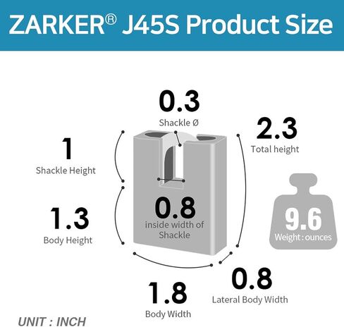 J45S keyed Padlock, Heavy Duty Stainless Steel Shackle Lock, Waterproof and Rustproof Storage, Warehouses, Garage, Outdoors, 1-Pack in Kuwait