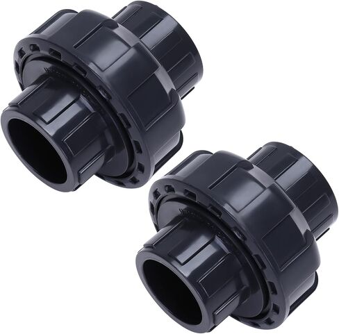 DERNORD 2 Pack UPVC Union Pipe Fitting, 1 inch Slip Union Coupling Adapter, Schedule 80, EPDM O-ring, Socket x Socket in Kuwait